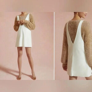 Sunday in Brooklyn Pinafore Pleather Faux Leather Tank Dress Pleather Cream